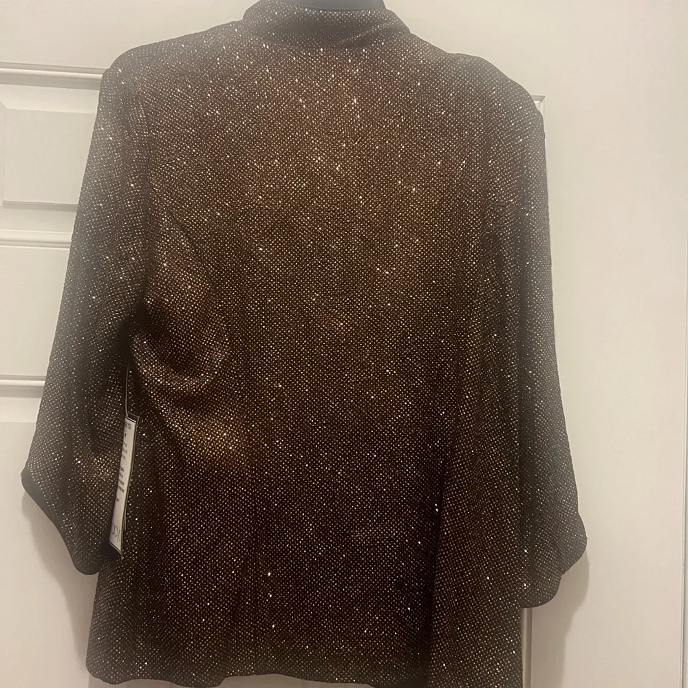Alex Evenings Bronze Shimmer Jacket and Top Set - Picture 2 of 4